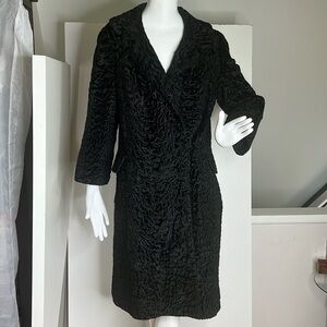 Vintage 1960’s Sz 6-8 Black Broadtail Lamb Fitted Coat Thomas E. McElroy Chicago